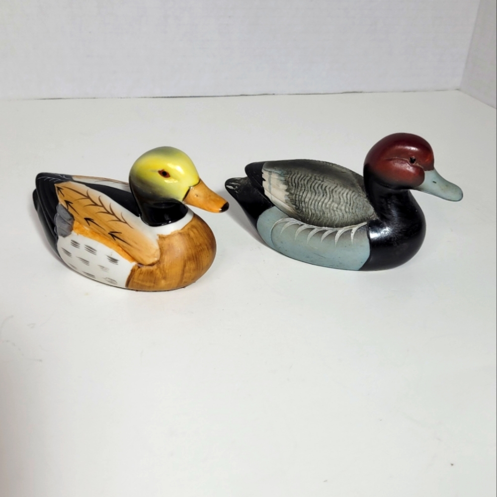 Two Beautifully Handpainted Small Porcelain Duck Figures Vintage RARE